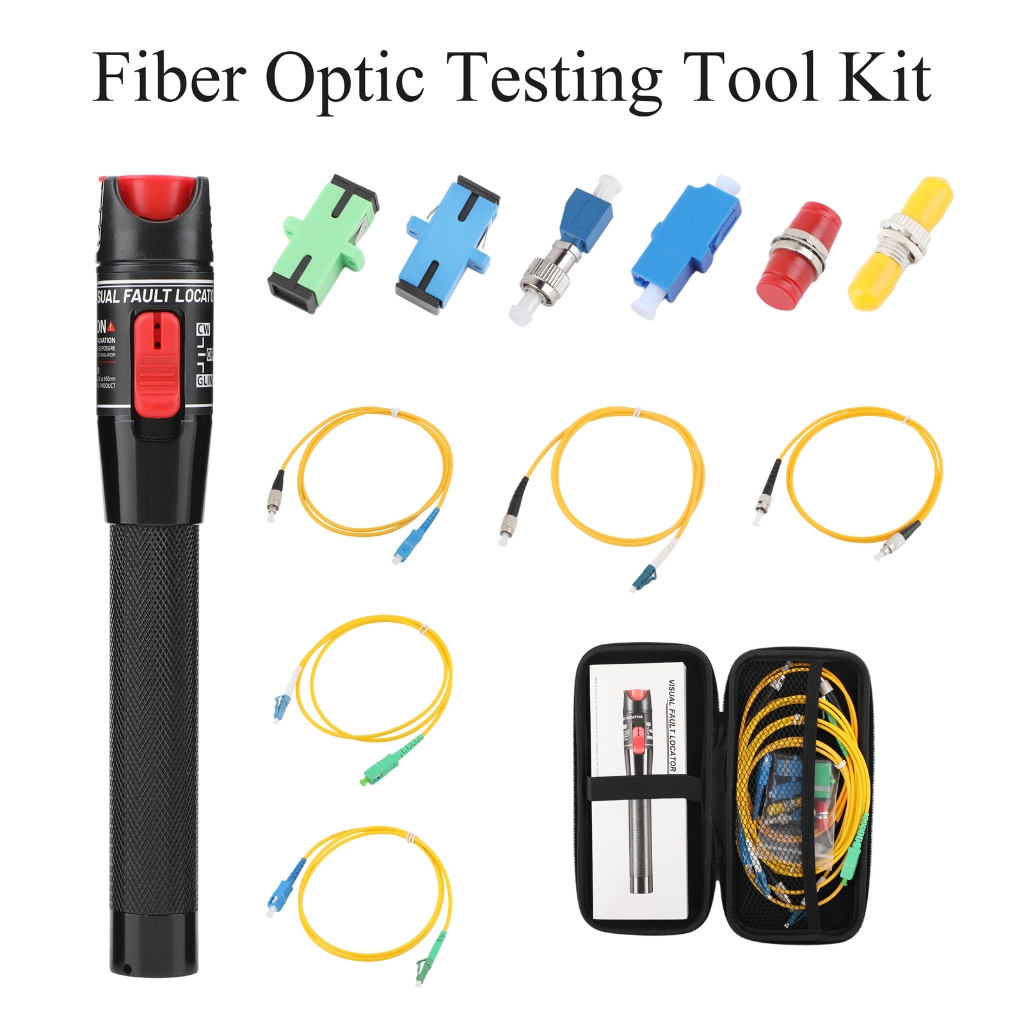 12PCS Fiber Optic Cable Test Kit, 15MW/30MW/50MW/100MW FTTH Optic ปากกาสําหรับ FC ชาย LC หญิงและ APC
