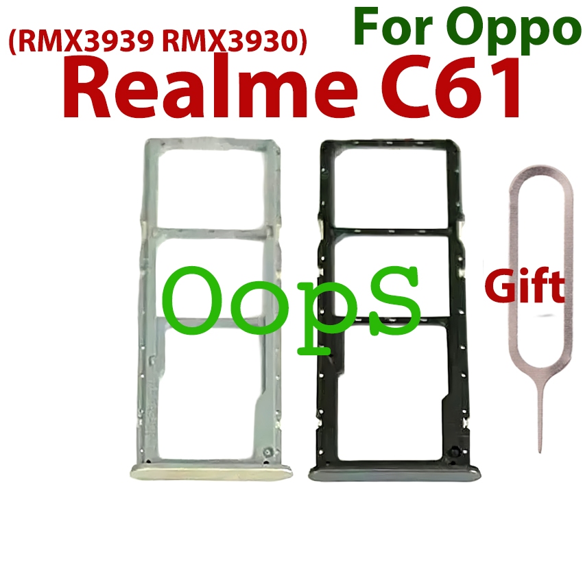 ถาดซิมสําหรับRealme C61 ผู้ถือซิมการ์ดRMX39 RMX3930 Card Holder Reader SD Slotอะแดปเตอร์อะไหล่