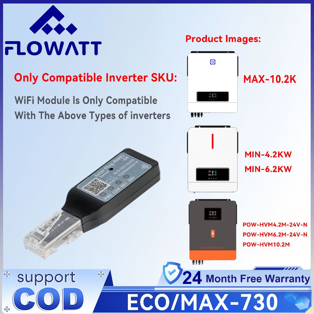 Flowatt WiFi โมดูลไร้สายอุปกรณ์ RS232 การตรวจสอบระยะไกลสําหรับ Off Grid Hybrid Solar Inverter พอร์ต WIFI 4.2k/6.2k/10.2k wifi