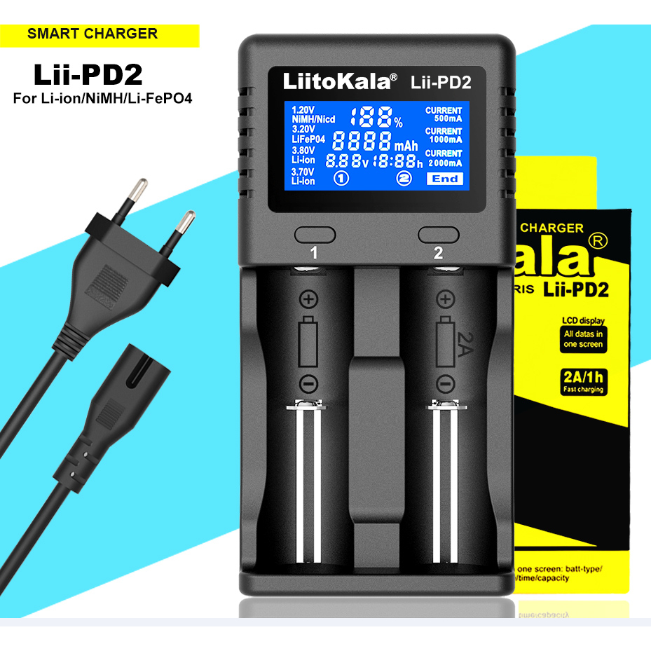 เครื่องชาร์จ Liitokala18650 เบอร์ 5 เบอร์ 7 21700 Smart Stop เมื่อชาร์จเต็ม 26650 แบตเตอรี่ลิเธียม 3