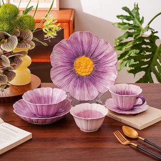 New Color Flower Ceramic Tableware Luxury Garden Salad Bowl Flower Shape Coffee Cup Saucer Set Dishwasher Microwave Oven P1110