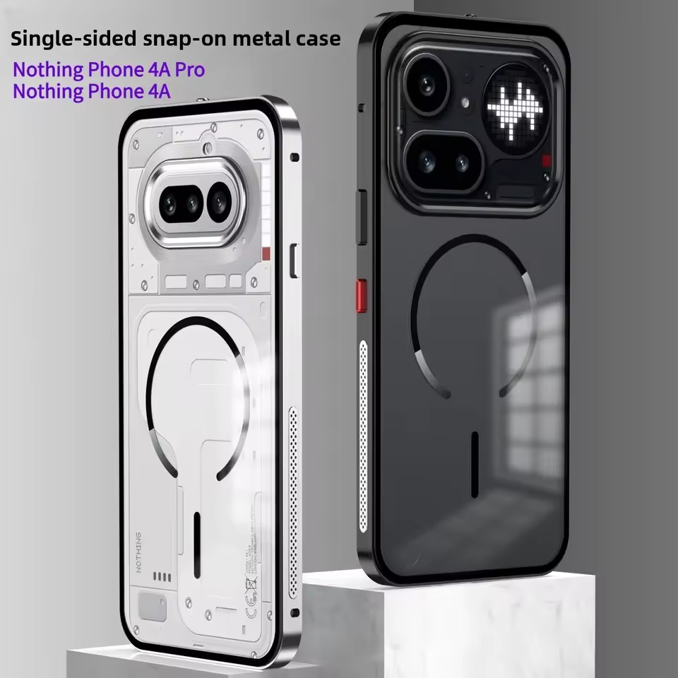 สําหรับไม่มีอะไรโทรศัพท์ 4A Pro กรณีแม่เหล็กไร้สายชาร์จ Snap ปุ่ม Snap-on โลหะ Frosted Backplate สําหรับไม่มีโทรศัพท์ 4A Pro Funda