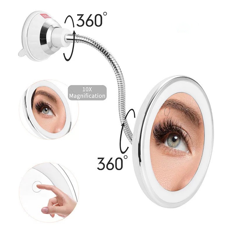 【สินค้าพร้อมส่ง】SABAI ห้องน้ํา แว่นขยายแต่งหน้า 10 ครั้ง กระจกห้องน้ำ LED ขยาย 10 เท่า สำหรับแต่งหน้า/ดูสิว แว่นขยายตัวตึง แขวน ห้องน้ำ 10 เท่า LED แบบพับได้