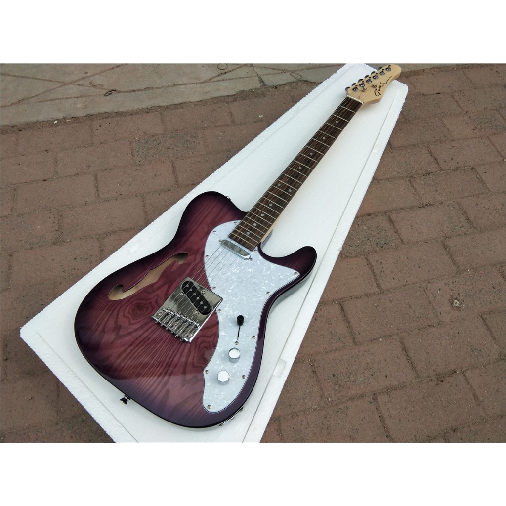 สีม่วง F Hole TL กีตาร์ไฟฟ้า 6 สาย, Semi Hollow Ash Body & Rosewood Fingerboard Chrome ฮาร์ดแวร์ HG4
