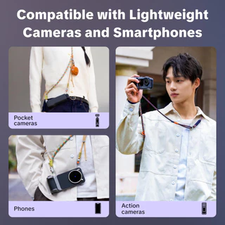 สายคล้องกล้อง PGYTECH สําหรับ DJI Osmo Pocket 3, 2-in-1 ปรับสายคล้องคอและข้อมือพร้อมระบบปลดเร็วขนาดเล็ก, เชือกเส้นเล็กกําลังสูงทอมือ, ความจุรับน้ําหนักสูงสุด 10 กก., เปีย
