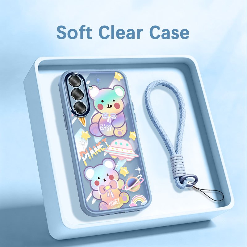 SAMSUNG YBDเคสโทรศัพท์สําหรับSamsung Galaxy A56 A36 A24 A25 A26 A34 A35 A54 A55 4G 5G INSสไตล์น่ารักหมีกระต่ายซิลิโคนบางเฉียบนุ่มClear Shell