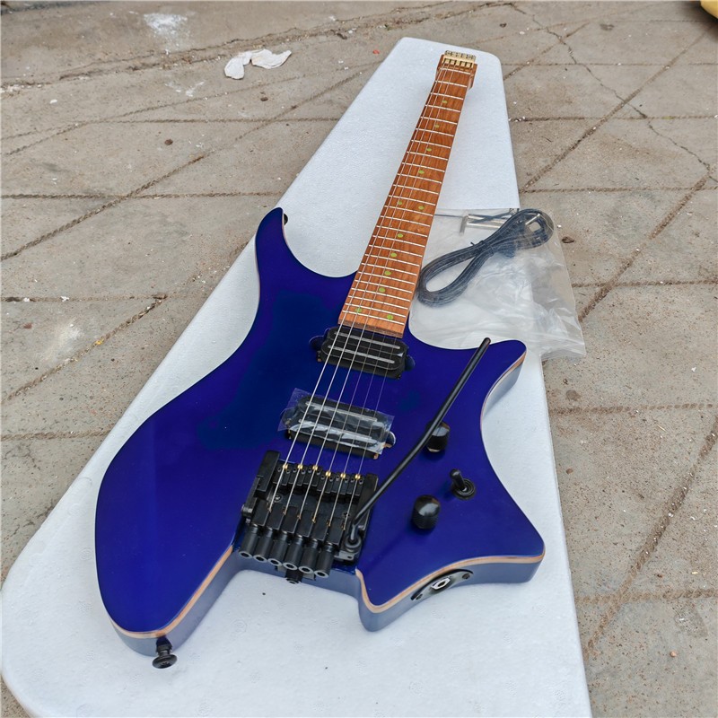 Matte สี 6 Strings กีตาร์ไฟฟ้า Headless, Ash Body & Roasted maple Fingerboard Tremolo Bridge HG748 7