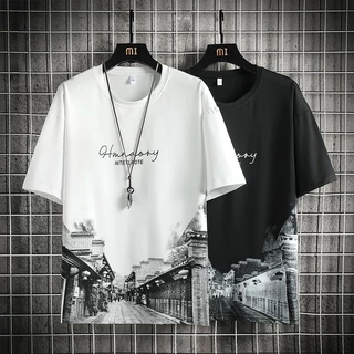 เสื้อยืดผู้ชายแขนสั้นจากผ้าไหมน้ำแข็ง ออกแบบมาเพื่อความสบายในฤดูร้อน มีสไตล์และสวมใส่ง่าย