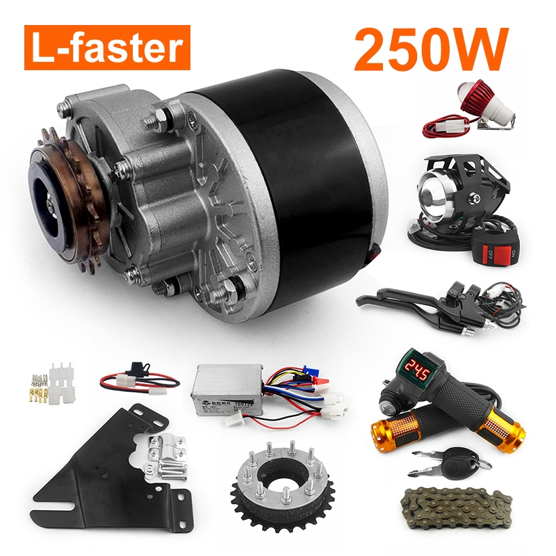 L-faster Motorized Wheel Kit 250W สำหรับจักรยาน พร้อมเกียร์เฟืองด้านซ้ายและโซ่ไดรฟ์
