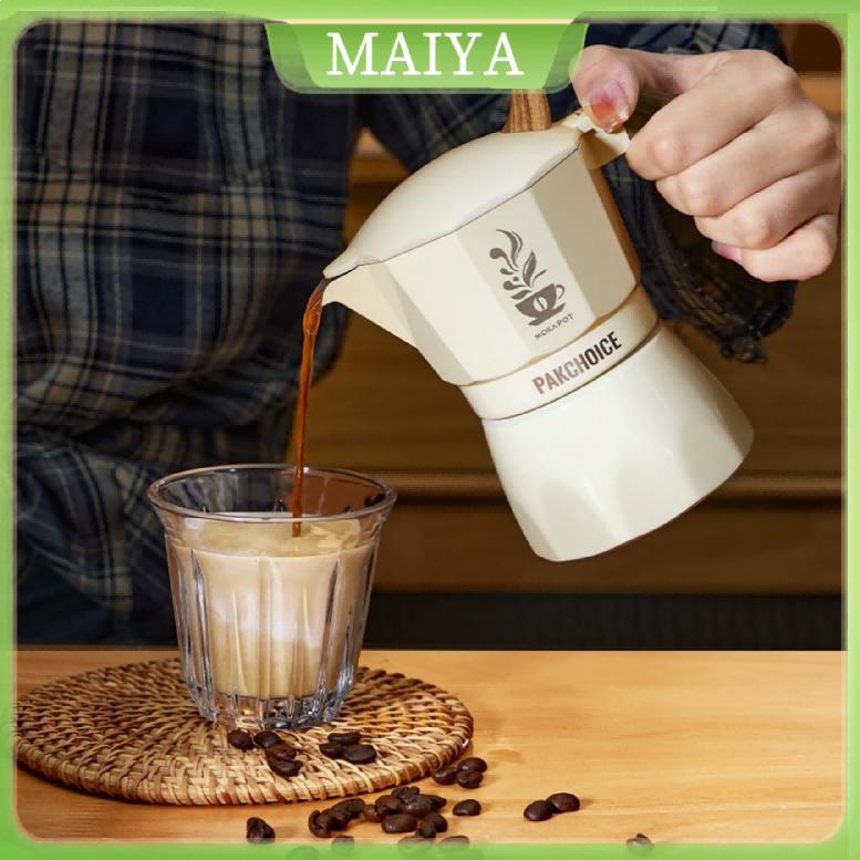 MAIYA วาล์วเดี่ยวเครื่องชงกาแฟ Moka อลูมิเนียมเครื่องชงกาแฟขนาดเล็กอิตาเลี่ยน Espresso เครื่องชงกาแฟ