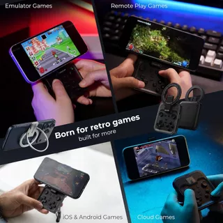Abxylute M4 Snap-On ตัวควบคุมเกมมือถือสําหรับ Android & iPhone, สวิตช์ 1&2, ตัวควบคุมมินิบลูทูธแบบพกพา, เกมแพดจําลองย้อนยุคขนาดพกพาพร้อมขาตั้ง, จอยสติ๊กคู่ Turbo
