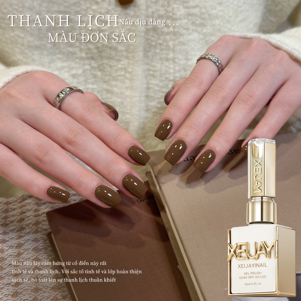 XEIJAYI 15มล--M041 สีทาเล็บสีน้ำตาลช็อกโกแลตใหม่ สีเข้มข้น เหมาะสำหรับการทำเล็บที่ร้านทำเล็บ