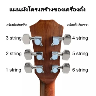 ACOUWAY ลูกบิดกีต้าร์โปร่ง กีตาร์ไฟฟ้า แบบ2ทาง ครบชุด 6 ชิ้น แถมฟรี!น๊อต แหวนรองพร้อมติดตั้ง machine heads guitar Guitar String Tuning Pegs