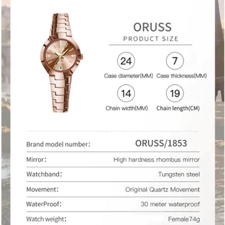 ORUSS รัส ต้นฉบับหญิงหรูหราสแตนเลสกันน้ําปฏิทินส่องสว่างนาฬิกาขนาดเล็กแฟชั่นเวอร์ชั่นเกาหลีนาฬิกาควอทซ์ที่เรียบง่าย