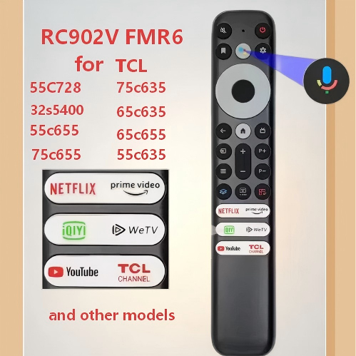 ใหม่ universal TCL เสียง RC902V FMR6 QLED เสียงทีวีรีโมทคอนโทรล 32 s5400 43c635 65c635 75c635 43c655