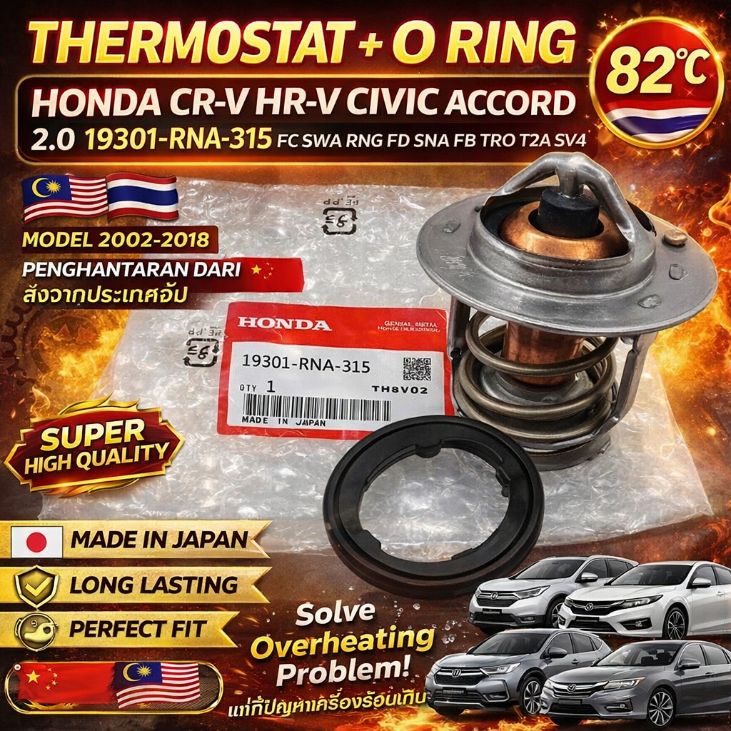 THERMOSTAT + O RING HONDA CRV TOA 2.0 HRV SWA RN6 CIVIC FD SNA / FB TRO FC SV4 ACCORD TAO T2A 2.0 19