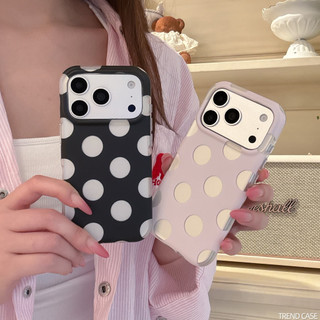 มีสไตล์ Simple Polka Dot สีทึบเคสโทรศัพท์กันกระแทกสําหรับ iPhone 17 16 15 Pro Max 17Pro
