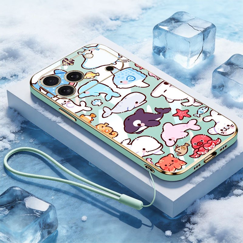 เคส YBD สําหรับ iPhone 17 Pro Max 17 Air Electroplating Shell Dolphins และปลาวาฬสีขาว