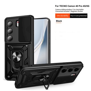 Shockproof Phone Case For Infinix Tecno Camon 40 Pro 40 Premier 4G 5G Ring Magnetic Stand Case With Camera Cover Holder
