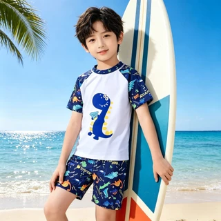 🪐พร้อมส่งด่วน🪐ชุดว่ายน้ำคุณภาพสูงสำหรับเด็กผู้ชาย พร้อมหมวก ลายการ์ตูนพิมพ์ วัสดุแห้งเร็ว ออกแบบมาโดยเฉพาะสำหรับเด็กผู้ชาย