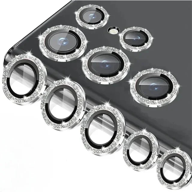 สําหรับ Samsung Galaxy S26 S25 S24 S23 S22 FE Edge Ultra Plus Glitter กล้องเลนส์ป้องกันเลนส์โลหะฝาครอบกระจก