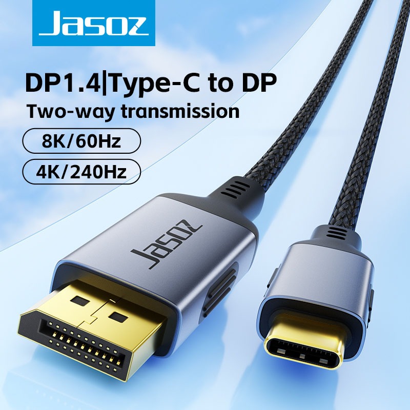 Jasoz สาย Type C to Displayport 1.4 8K60Hz Thunderbolt 4/3 USB C to DP 8K For MacBook Pro iPad