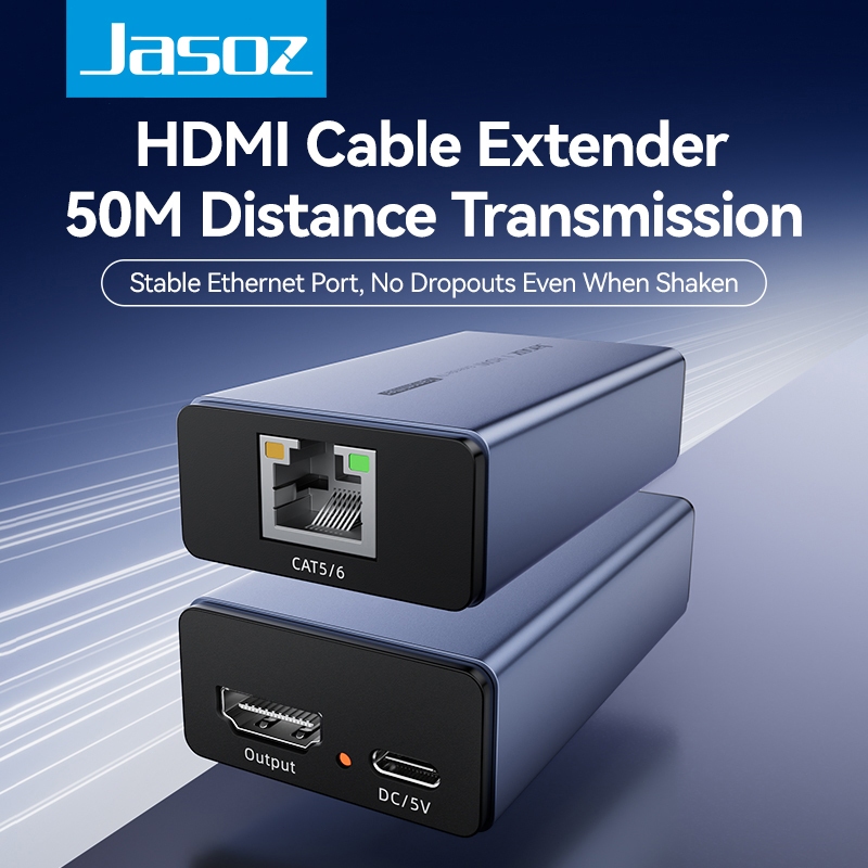 Jasoz HDMI Extender Ethernet RJ45 ตัวรับสัญญาณเครือข่าย 1080P 60Hz HDTV Extender ขยายสัญญาณ 50M