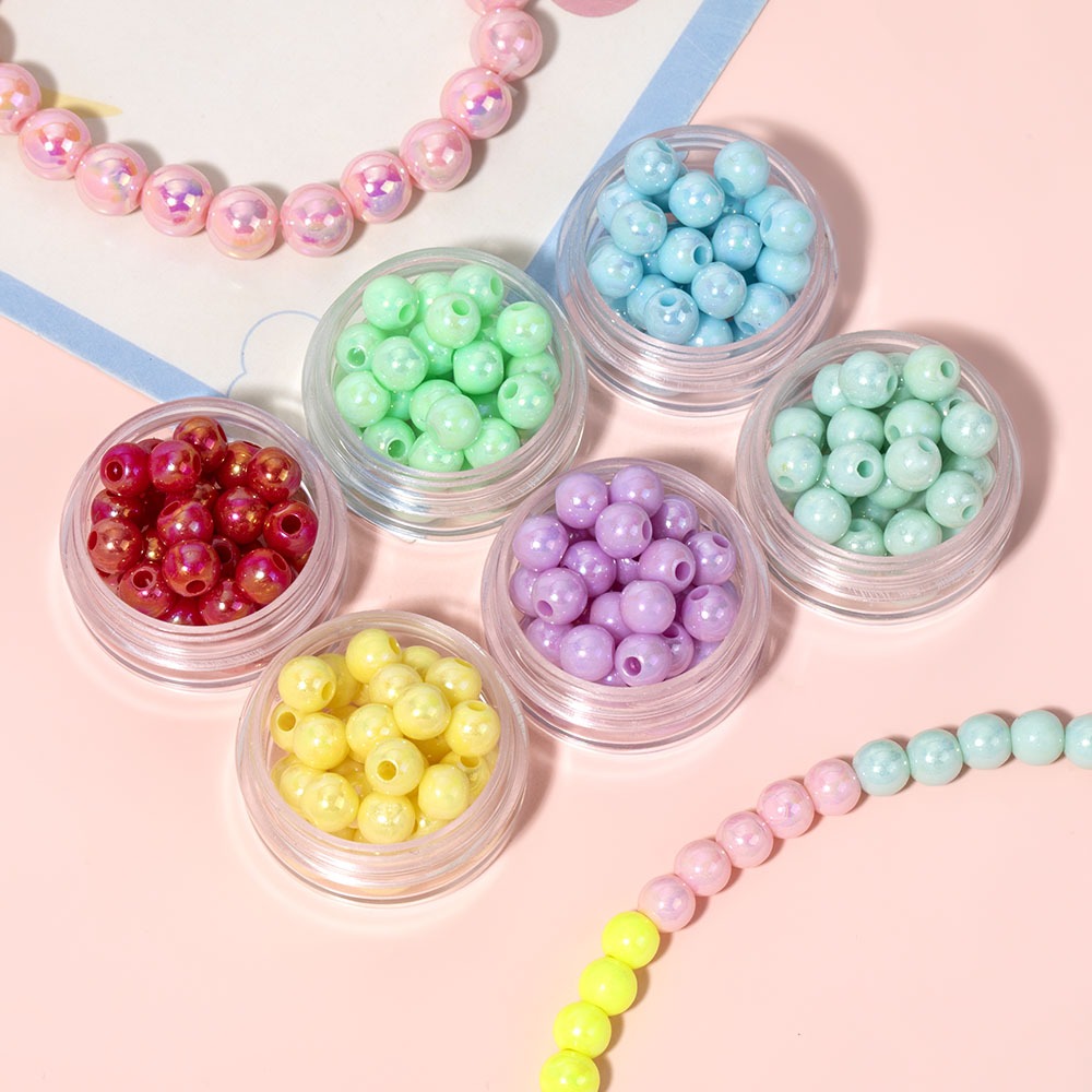 START-UP✨✨50 ชิ้น 6-16 มิลลิเมตรคริลิคชุบ AB สีลูกปัดกลมสำหรับเครื่องประดับทำสร้อยคอ diy สร้อยข้อมือ