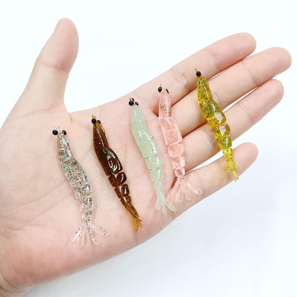 กุ้งเหยื่อซิลิโคนนุ่มนวัตกรรม DUODUOYU ขนาด 58 มม., บรรจุ 10 ชิ้น สำหรับตกปลา