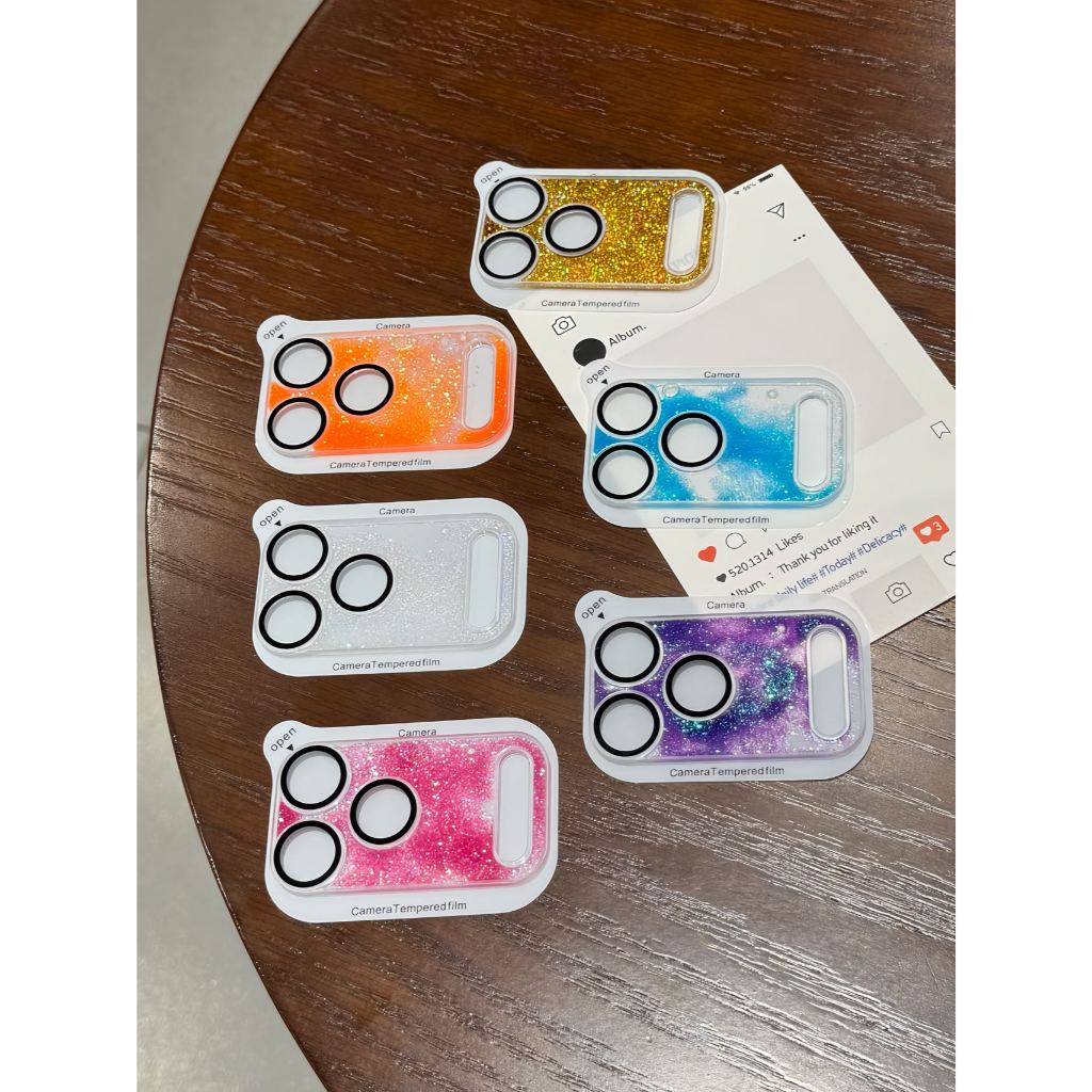 Glitter Quicksand ตัวป้องกันเลนส์กล้องสําหรับ iPhone 17 Pro Max 17 Pro, สติกเกอร์ป้องกันฐานกล้องสร้างสรรค์