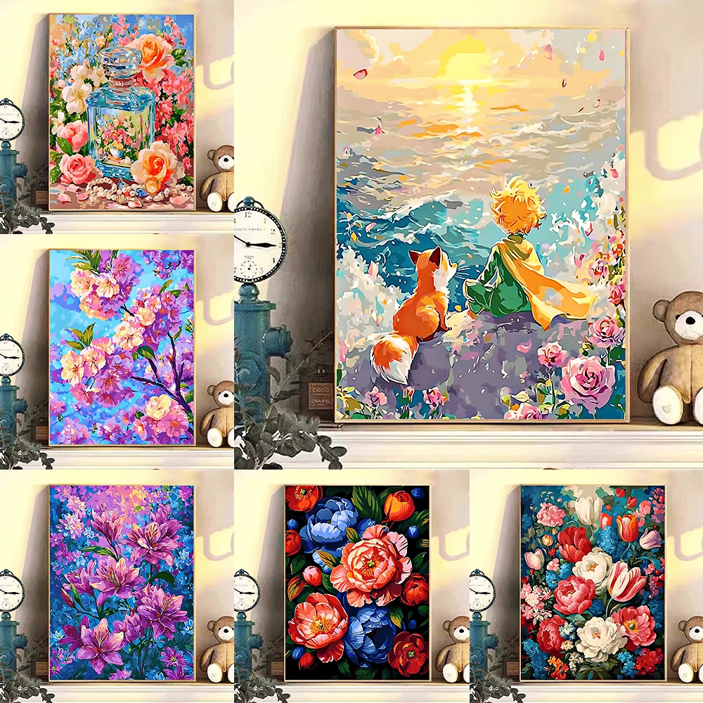 ดอกไม้ / ระบายสีตามตัวเลข / ศิลปะผนัง / ภาพวาดผ้าใบ / ตกแต่งห้องนั่งเล่น / ตกแต่งบ้าน / วอลล์เปเปอร์ ราคา ถูกที่สุด ดีลบีเคเค รูปภาพหลัก