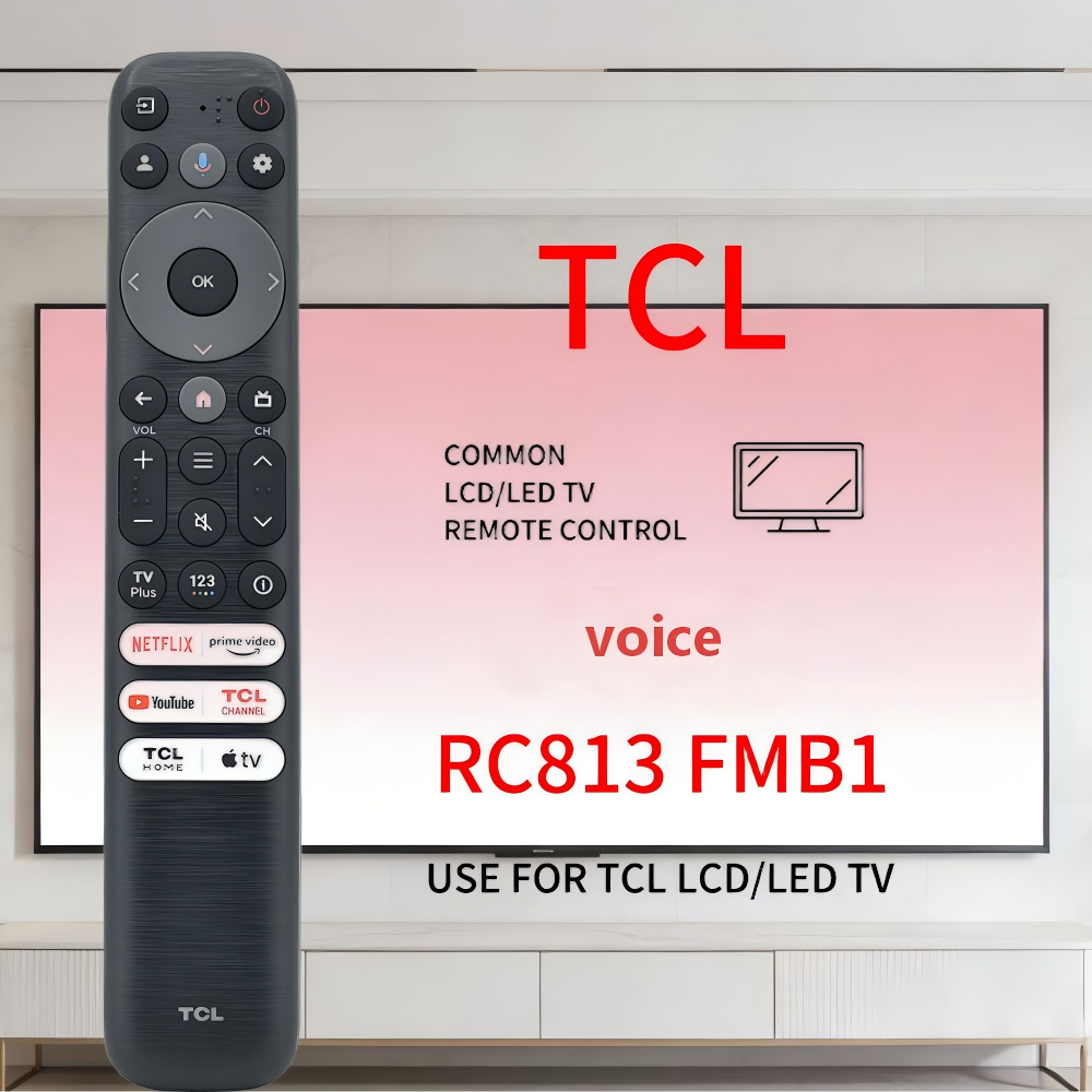 ใหม่สากลสําหรับ TCL RC813 FMB1 55v6b เหมาะสําหรับรีโมทคอนโทรลทีวีด้วยเสียง