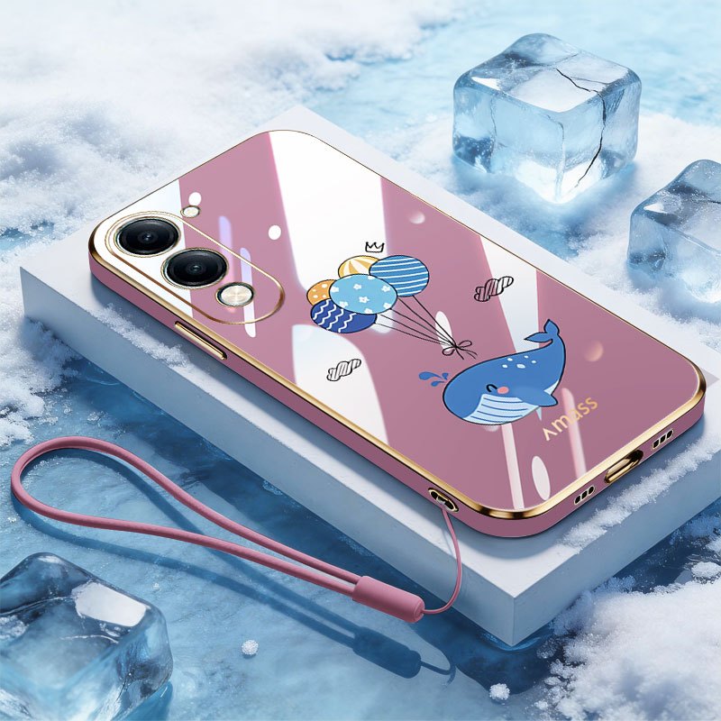 YBD สําหรับ Vivo Y19S Pro Y29 Y04 4G Y29S 5G Y19E Y76 Y76S 4G เปลือกไฟฟ้าการ์ตูนน่ารัก Dolphin
