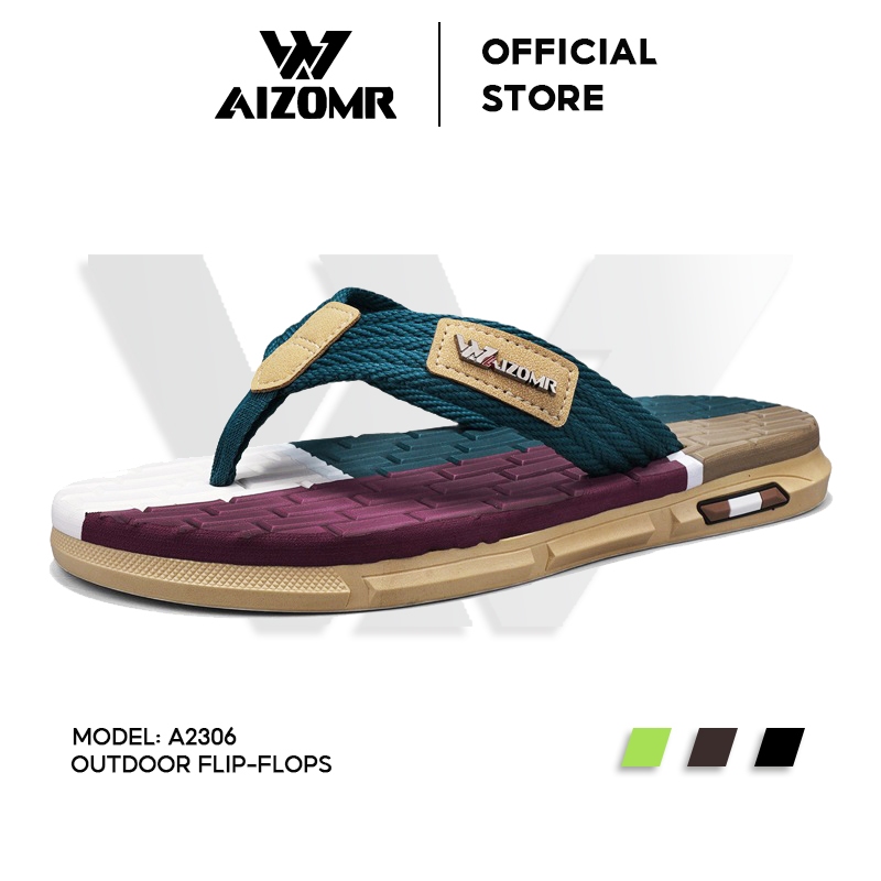 AIZOMR รองเท้าแตะผู้ชาย ดีไซน์กันลื่นมีพื้นผิวคล้ายอิฐ ผลิตจากวัสดุ EVA ดีไซน์มีสไตล์ รุ่น A2306