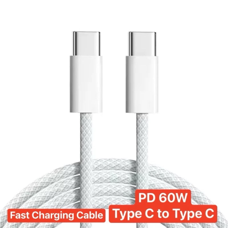 60W USB C ถึง USB C 1 M/2 M/25 ซม.สาย PD Type C Fast Charger สําหรับ phone15 16 17 Air Fast CHARGING
