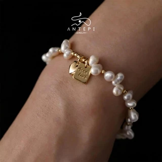 ATP 18K จี้สร้อยข้อมือ Lucky heart · โซ่สร้อยข้อมือมุกเทียม • กันน้ําไม่ซีดจาง • สร้อยข้อมือสําหรับผู้หญิง