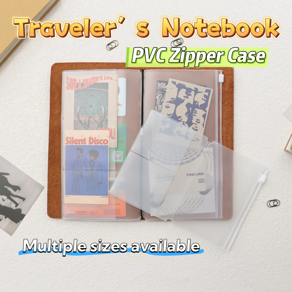 TN travelers Notebook Refill Waterproof PVC Zipper Pouch Card Holder Clear Storage accessories