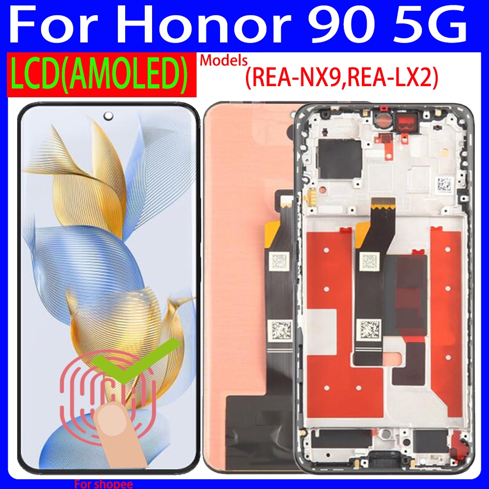 6.7 AMOLED สําหรับ Huawei Honor 90 LCD REA-AN00 REA-NX9 จอแสดงผล Touch Digitizer สําหรับ Honor 90 LCD + กรอบ