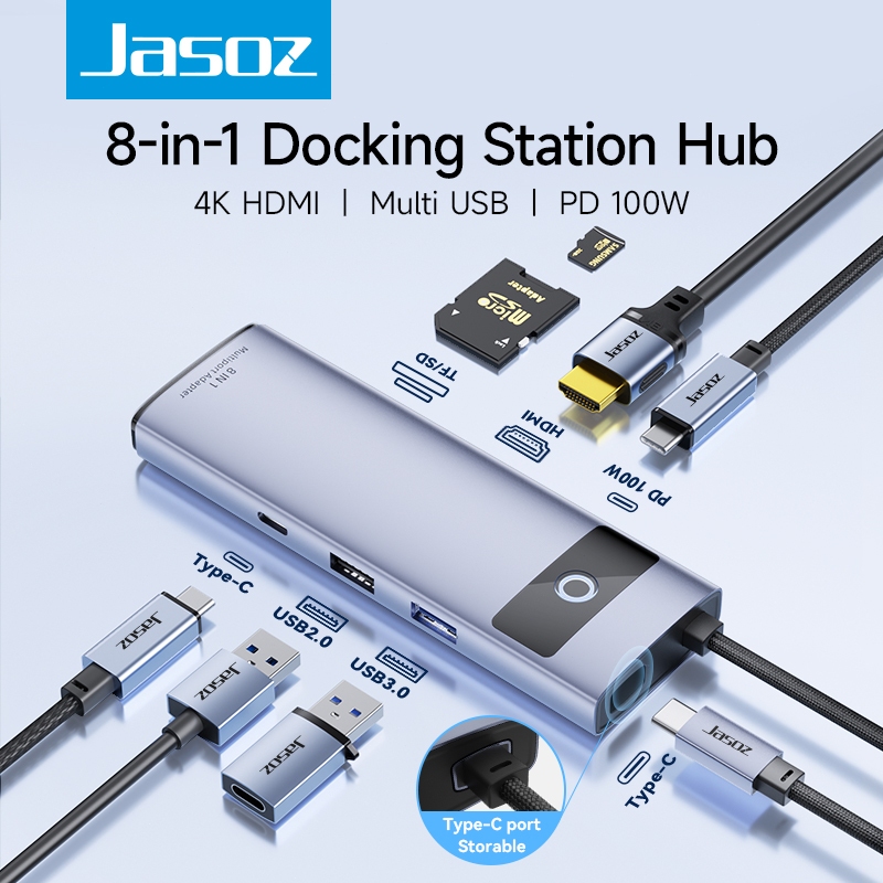 Jasoz 8 in 1 USB C Hub Docking Station HDMI USB 3.0 Ports PD Charging Type C HUB for Laptop MacBook