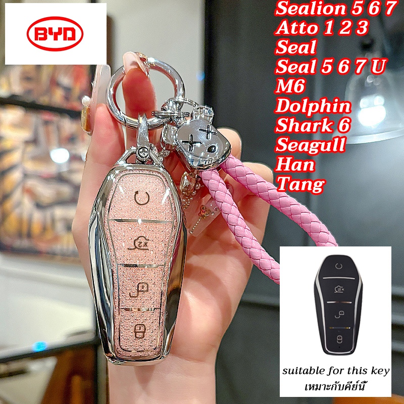 BYD Seal Atto 1 2 3 Sealion 7 M6 Seal 5 6 7 U Sealion 6 คริสตัลสไตล์ Key remote case Dolphin Seagull Han Tang Sealion 5 Shark 6 BYD Key cover
