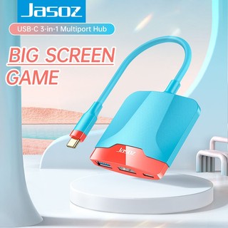 Jasoz USB C to HDMI Adapter 3 in 1 Hub Type-C to HDMI 4K HUB / 100W PD USB-C Port Fast Data Transfer