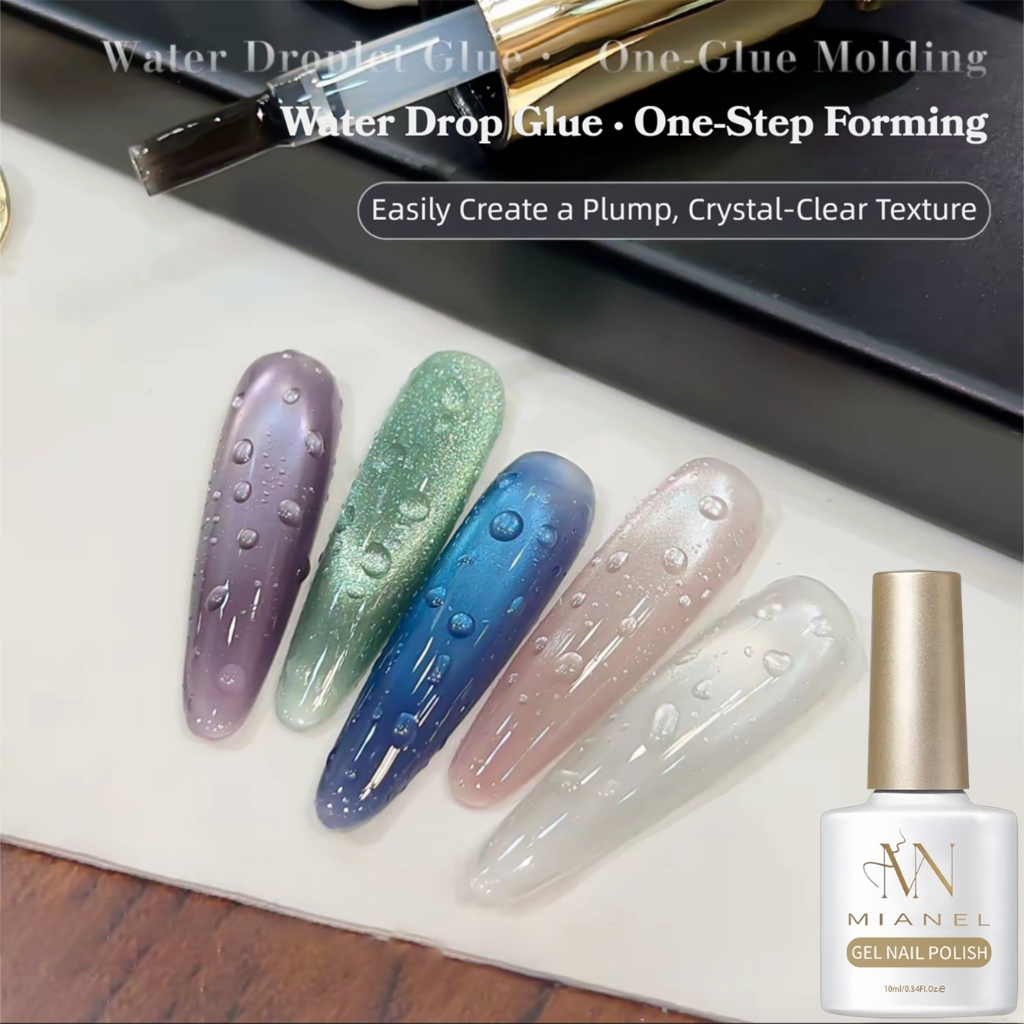 MIANEL Water Drop Top Coat Soak-Off LED Gel Nail Polish 2026 Spring & Summer Clear & Versatile Water Drop Shape Nail Art Functional Gel พิเศษสําหรับร้านทําเล็บ – โปรปัง