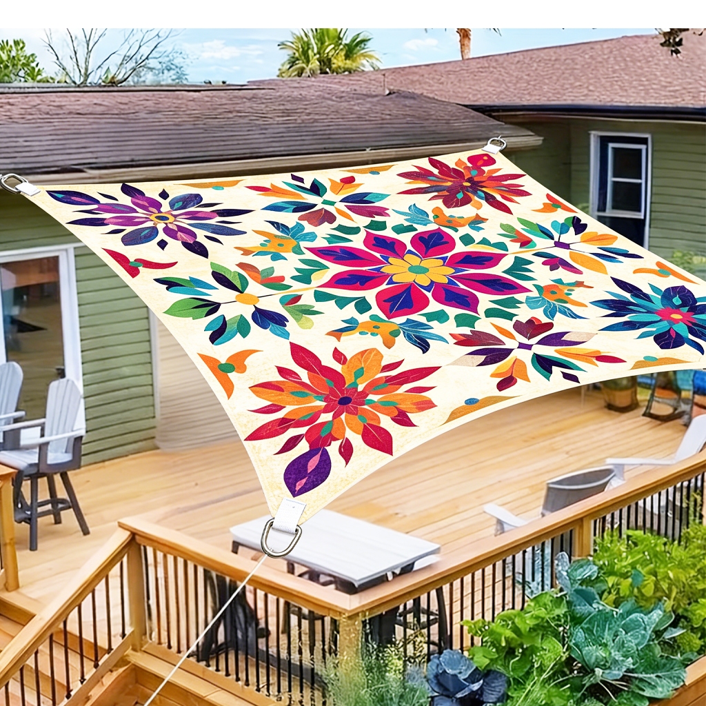 210D Mandala Sun Shade Sail, Custom Bohemian ผ้าบังแดดกันน้ํา, กันสาดไม่มีรอยต่อสําหรับ Garden Backyard Patio Party สระว่ายน้ํา Camping กลางแจ้ง