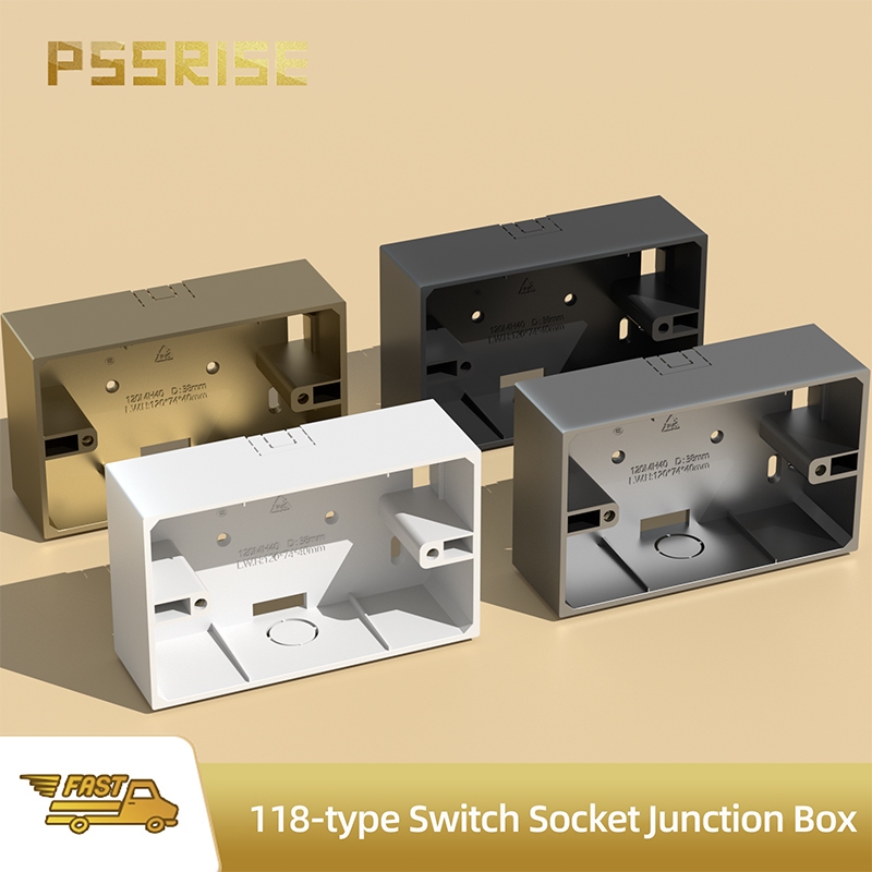 Pssrise กล่องซ็อกเก็ตสวิตช์ไฟ 118 องศา บางพิเศษ สีเทา ขาว ดํา ทอง สําหรับครัวเรือน