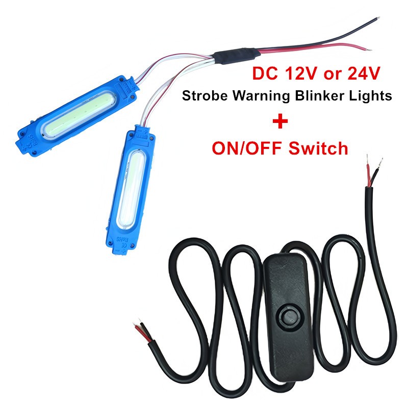 Strobe ไฟเตือนไฟกระพริบ LED พร้อมสวิตช์เปิด/ปิด DC12V/24V สําหรับรถจักรยานยนต์, รถยนต์ไฟฟ้า, รถบรรทุก - มีหลายสีให้เลือก