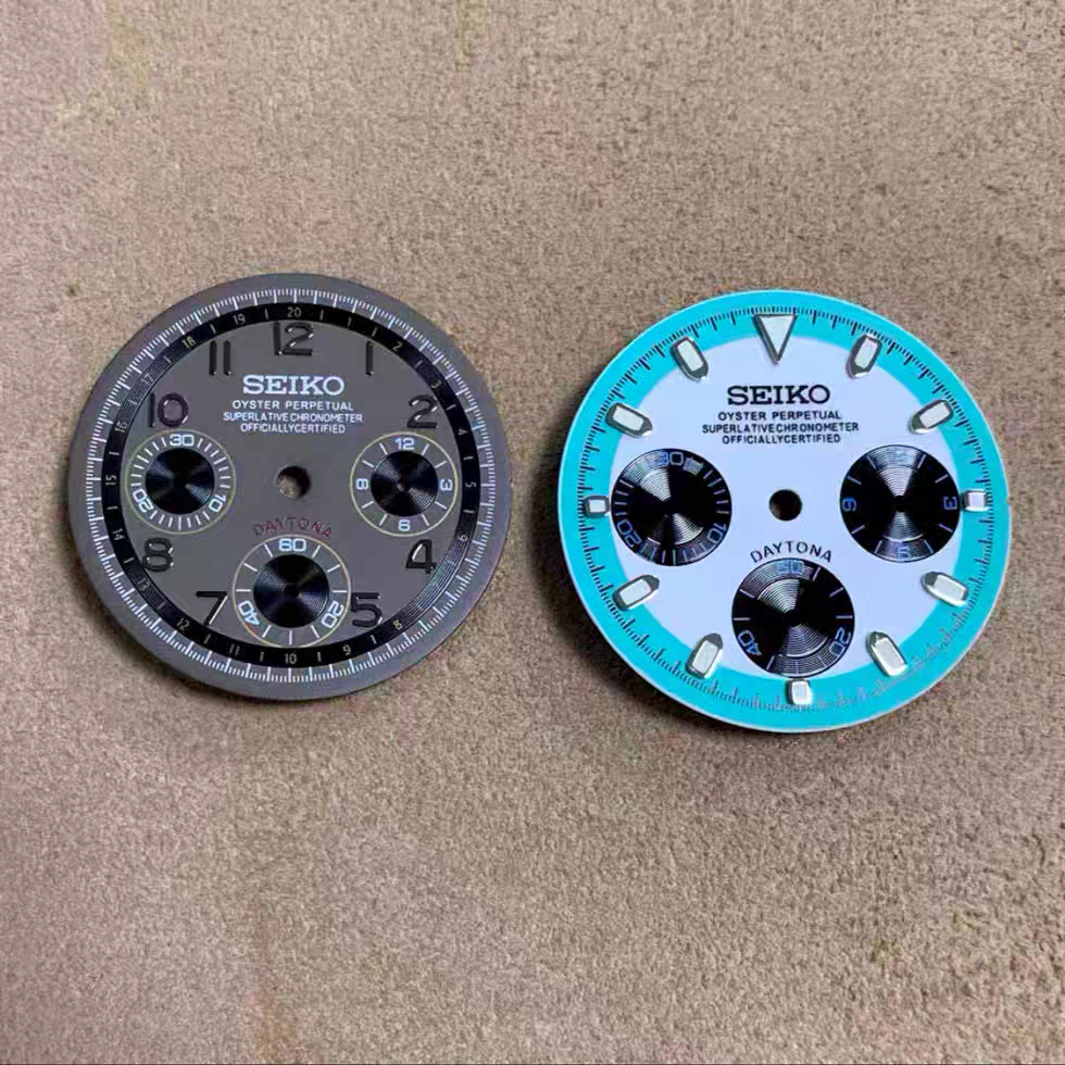 29.5 มม.นาฬิกา Dial Three-eyes Dial สีเขียว Luminescent ดัดแปลงนาฬิกาอุปกรณ์เสริมสําหรับ VK63 การเคล