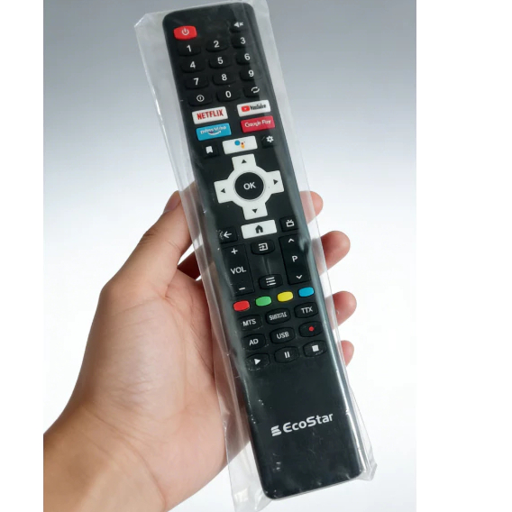 รีโมทคอนโทรลสําหรับ EcoStar สมาร์ท LED TV พร้อม Netflix YouTube Prime วิดีโอ Google Play ปุ่มสมาร์ท Android LED/LCD TV รุ่นสตรีมมิ่งทางลัด