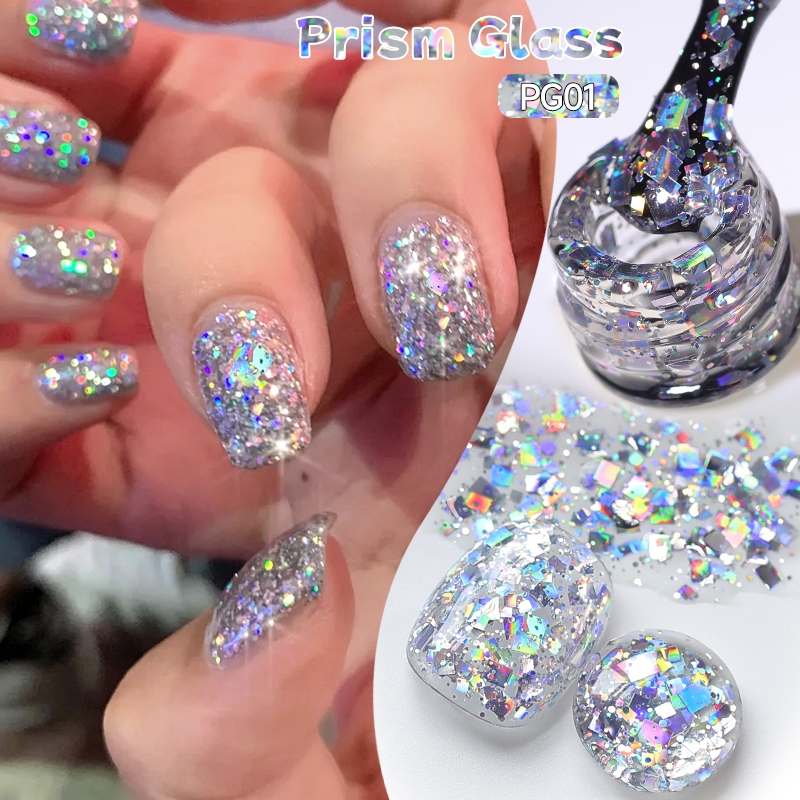 UR SUGAR เลื่อมเจลยาทาเล็บ Sparkly Shiny Silver Gold Blue Flash Effect Home DIY เล็บร้านทําเล็บเคลือบเงา 15ml