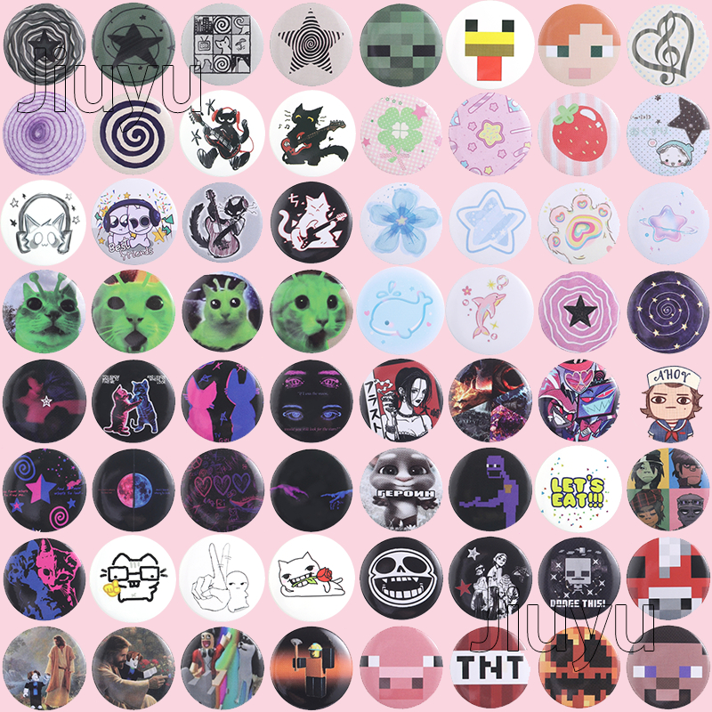100 รูปแบบน่ารักการ์ตูนนุ่มปุ่ม Pins Tinplate รอบป้าย Aesthetic Kawaii แมวอะนิเมะเกมรูปแบบเข็มกลัด Pins สําหรับกระเป๋าเป้สะพายหลังหมวกเสื้อผ้าตกแต่งของขวัญแฟชั่นสําหรับวัยรุ่นเด็ก