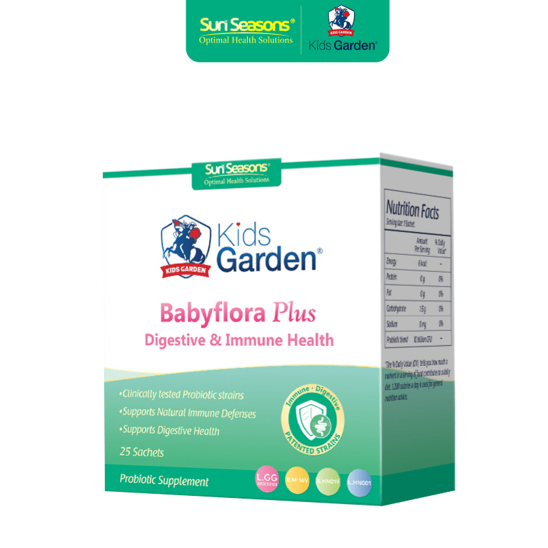 Kids Garden Babyflora โปรไบโอติกเพื่อสุขภาพลําไส้และทางเดินอาหารของทารก | ผลิตภัณฑ์เสริมอาหาร | 2g ซอง30
